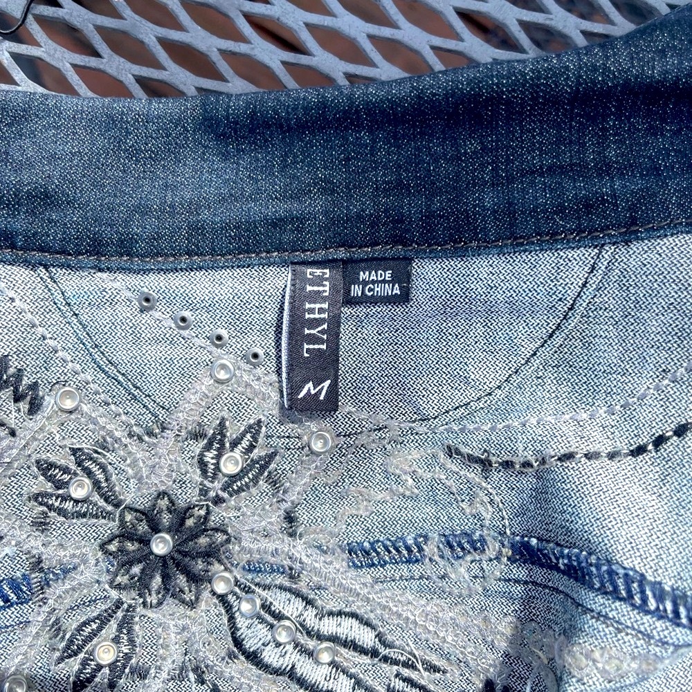 ETHYL - Embellished dark denim jacket - Picture 3 of 6